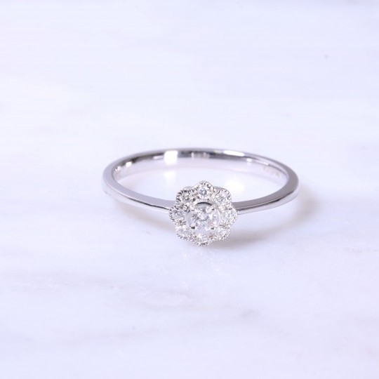 Petite Diamond Milgrain Cluster Engagement Ring