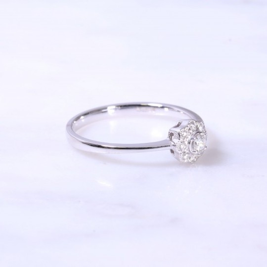 Petite Diamond Milgrain Cluster Engagement Ring