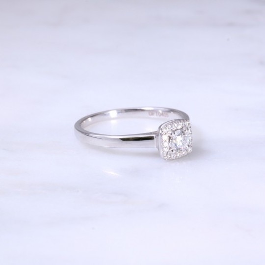 Round Brilliant Diamond Cushion Shape Halo Engagement Ring