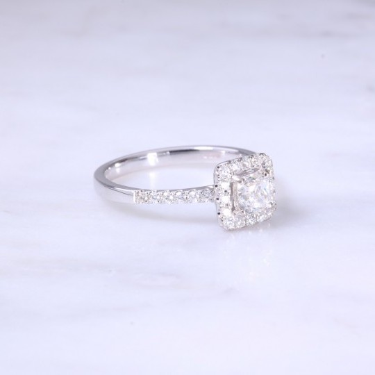 Cushion Cut Diamond Cluster Engagement Ring