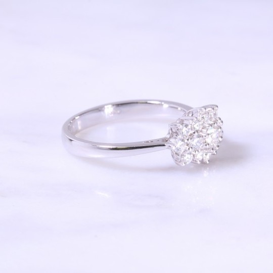 Fancy Claw Set Diamond Cluster Ring