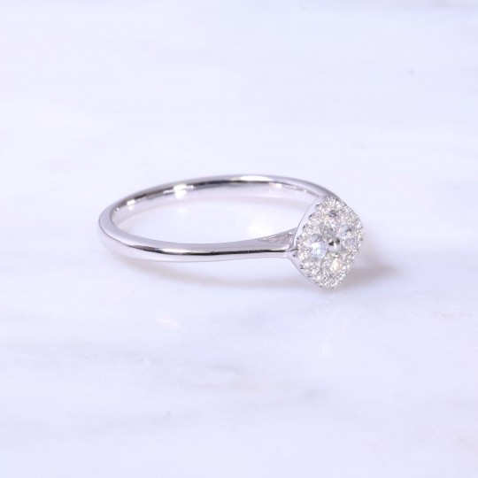 Fancy Square Design Cluster Engagement Ring