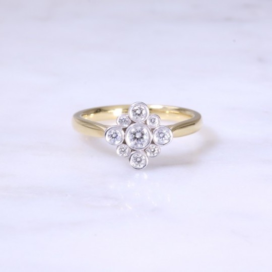 Diamond Shape Round Brilliant Diamond Cluster Ring