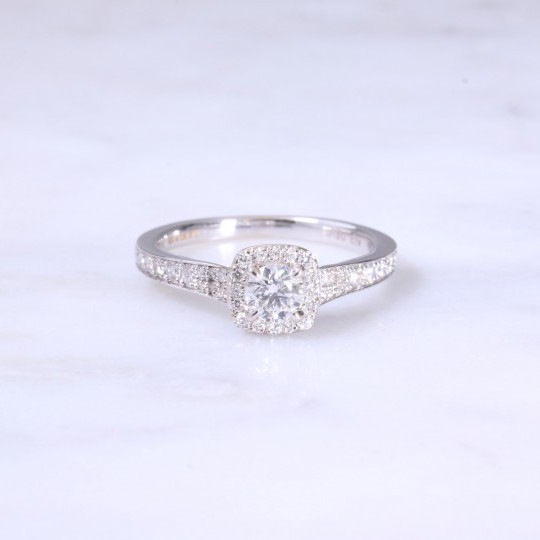 Round Brilliant Diamond Cushion Halo Engagement Ring