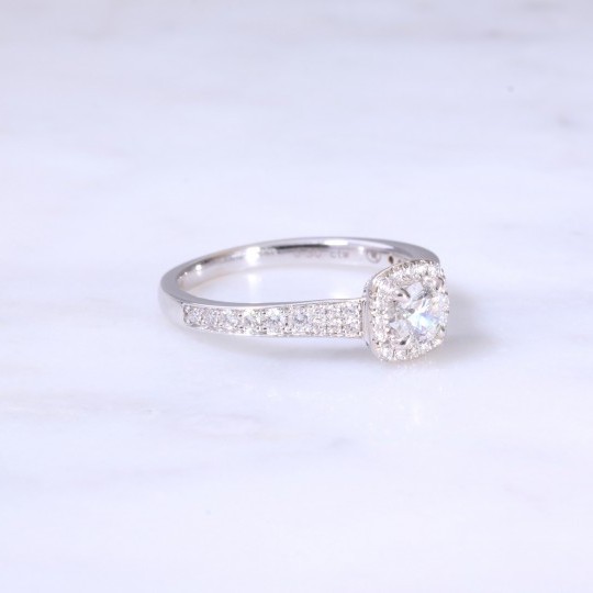 Round Brilliant Diamond Cushion Halo Engagement Ring