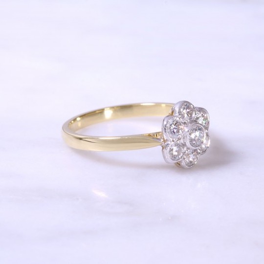 Round Brilliant Diamond Cluster Milgrain Engagement Ring