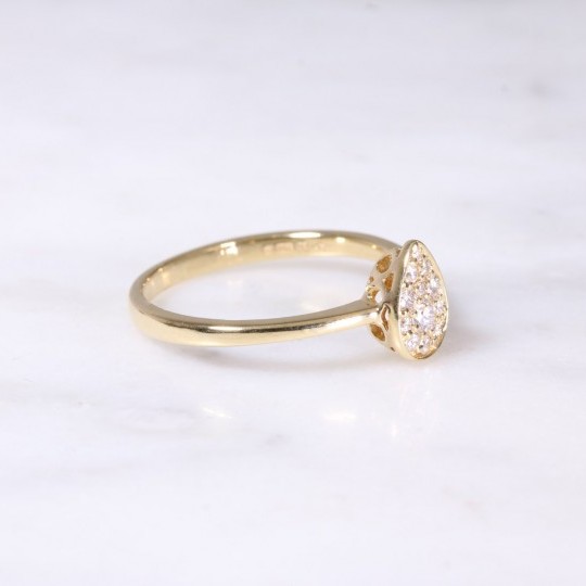 Pear Shape Pavé Round Brilliant Diamond Ring