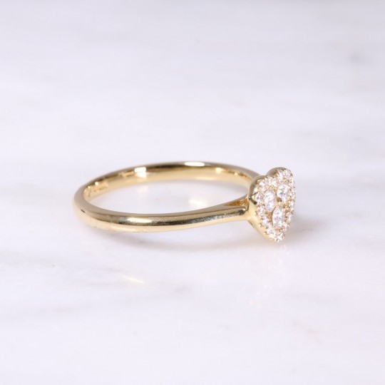 Yellow Gold Diamond Heart Cluster Ring