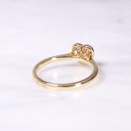 Yellow Gold Diamond Heart Cluster Ring