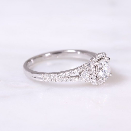 Cushion Shaped Diamond Halo Ring