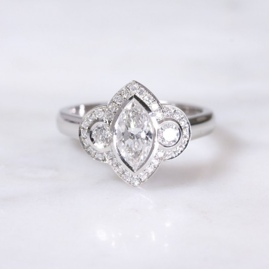 Marquise & Round Brilliant Diamond Cluster Ring