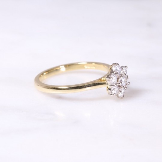 Yellow & White Gold Diamond Cluster Ring