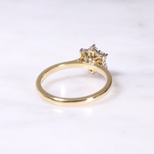 Yellow & White Gold Diamond Cluster Ring