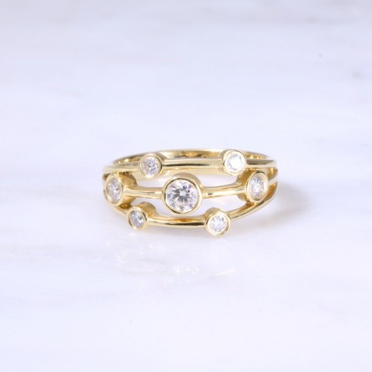 3 Row Multi Diamond Scattered Ring