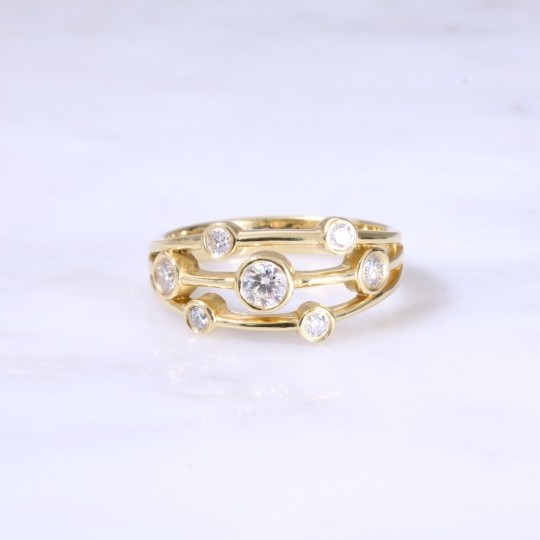 3 Row Multi Diamond Dot Ring