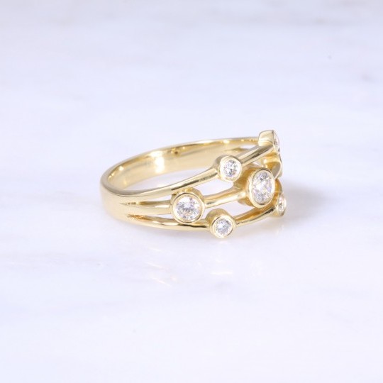 3 Row Multi Diamond Dot Ring