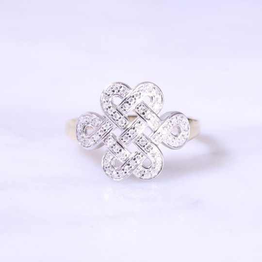 Diamond Set Celtic Design Dress Ring