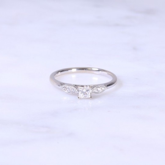 Princess Cut Petite Fancy Diamond Ring