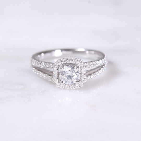 Cushion Shaped Diamond Halo Ring