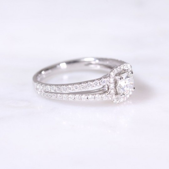 Cushion Shaped Diamond Halo Ring