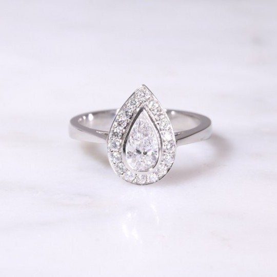 Platinum Pear Shaped Diamond Cluster Ring