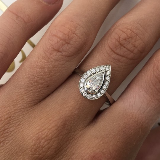 Platinum Pear Shaped Diamond Cluster Ring