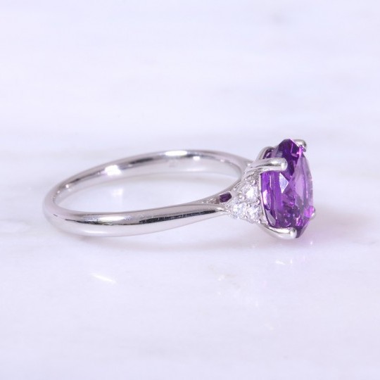 Oval Amethyst & Trefoil Diamond Ring