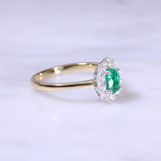 Emerald & Diamond Cluster Ring