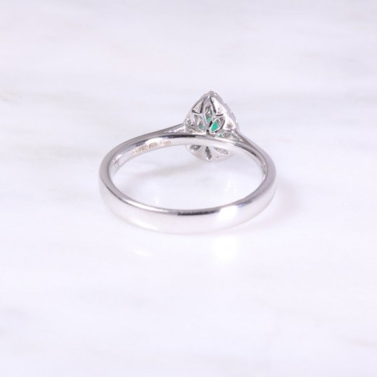 Emerald & Diamond Pear Shaped Cluster Ring 