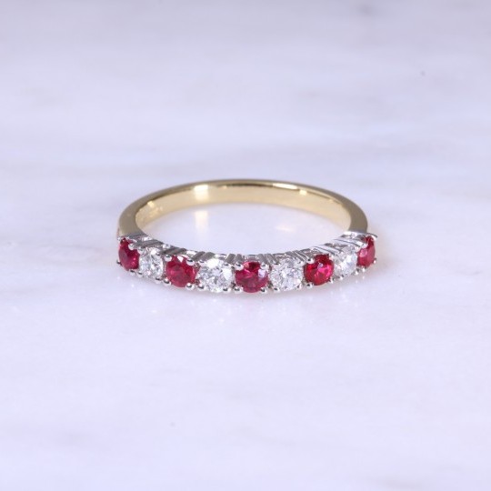 Ruby & Diamond Claw Set 1/2 Eternity Ring0.29ct Diamonds