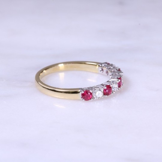 Ruby & Diamond Claw Set 1/2 Eternity Ring0.29ct Diamonds