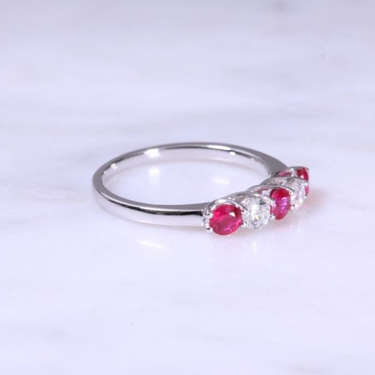 Ruby & Diamond 5 Stone Ring