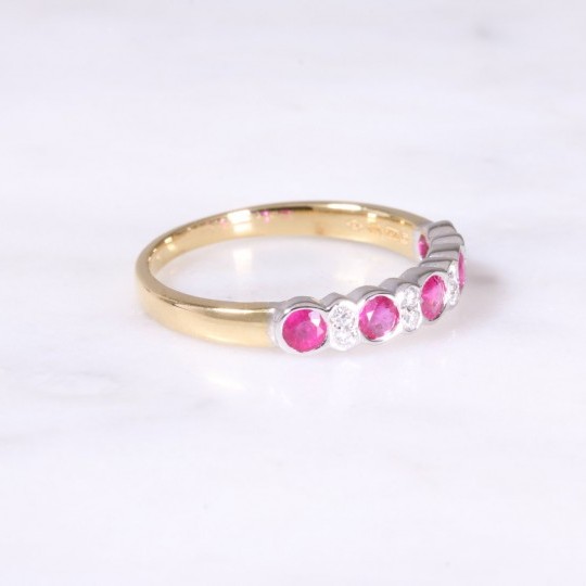 Ruby & Diamond Rub-Over Half Eternity Ring