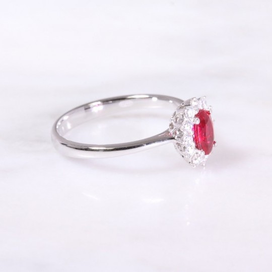 Ruby & Diamond Oval Cluster Ring