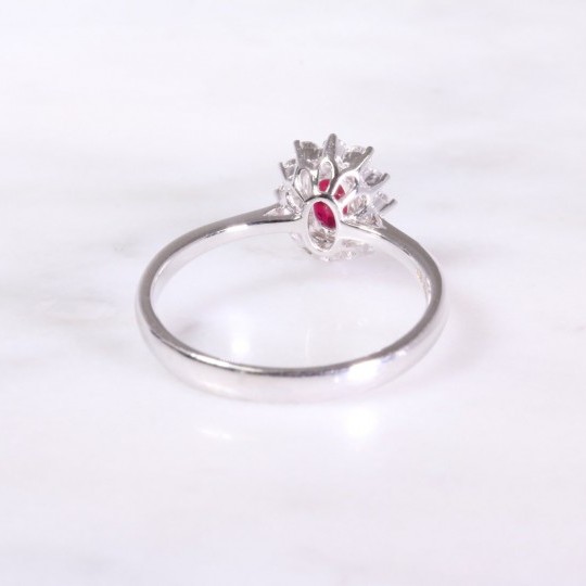 Ruby & Diamond Oval Cluster Ring