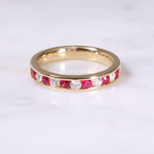 Ruby & Diamond Channel Set Half Eternity Ring