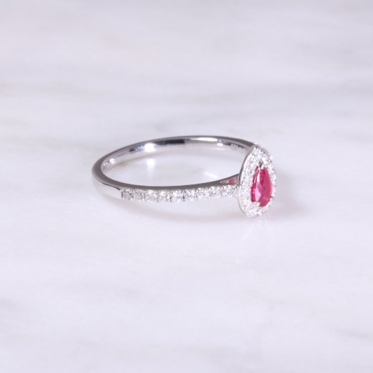 Ruby & Diamond Pear Shaped Ring