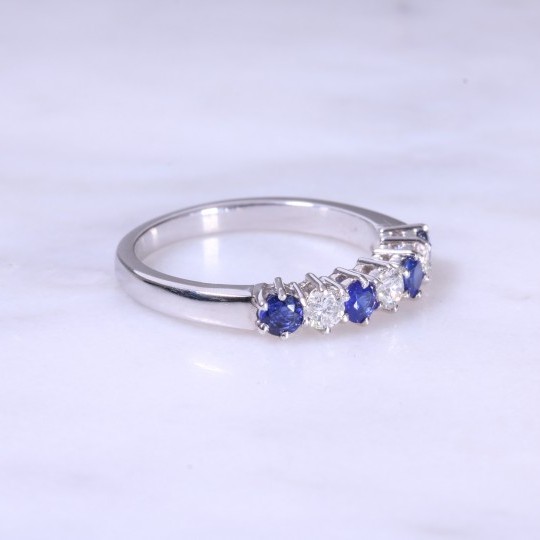 Classic Sapphire & Diamond 7 Stone Ring