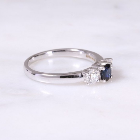 Sapphire & Diamond 3 Stone Ring