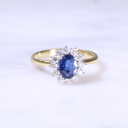 Oval Sapphire & Diamond Cluster Ring