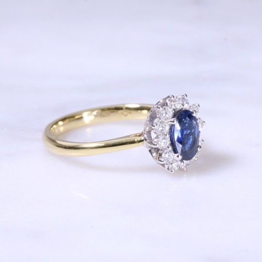 Oval Sapphire & Diamond Cluster Ring