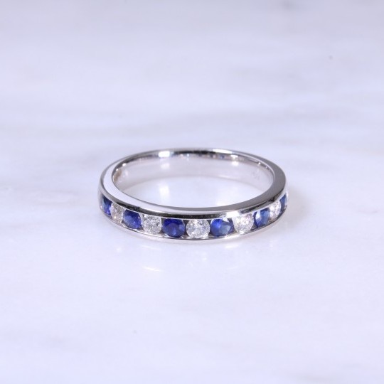 Sapphire & Diamond Channel Set 1/2 Eternity ring