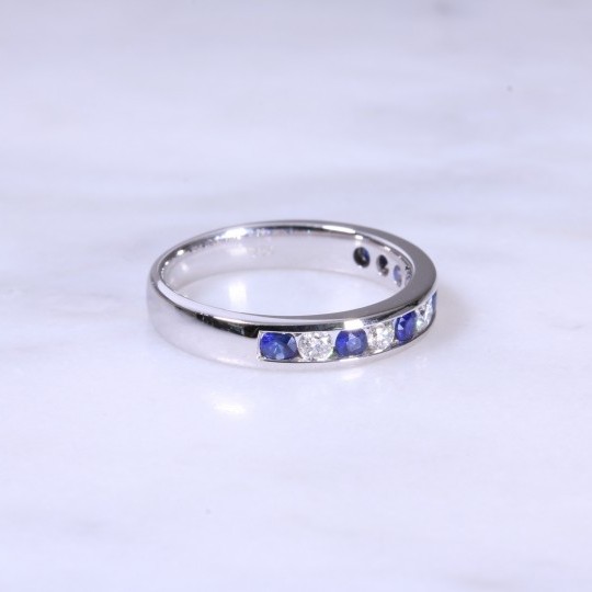 Sapphire & Diamond Channel Set 1/2 Eternity ring