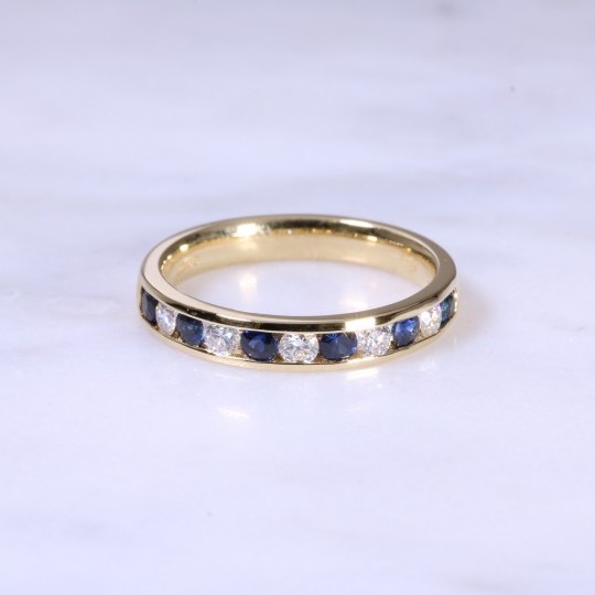 Sapphire & Diamond Channel Set 1/2 Eternity ring