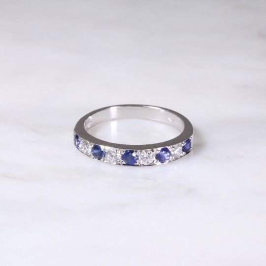 Sapphire & Diamond 9 Stone Ring