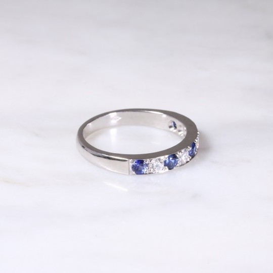 Sapphire & Diamond 9 Stone Ring