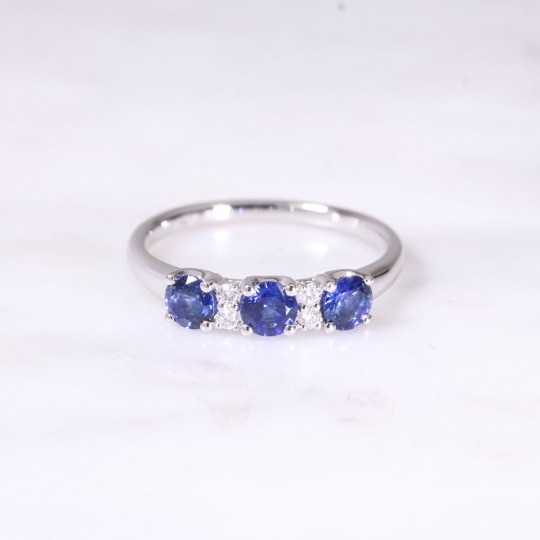 3 Stone Sapphire & Diamond Ring