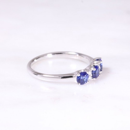 3 Stone Sapphire & Diamond Ring