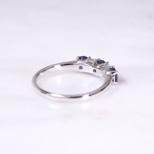 3 Stone Sapphire & Diamond Ring