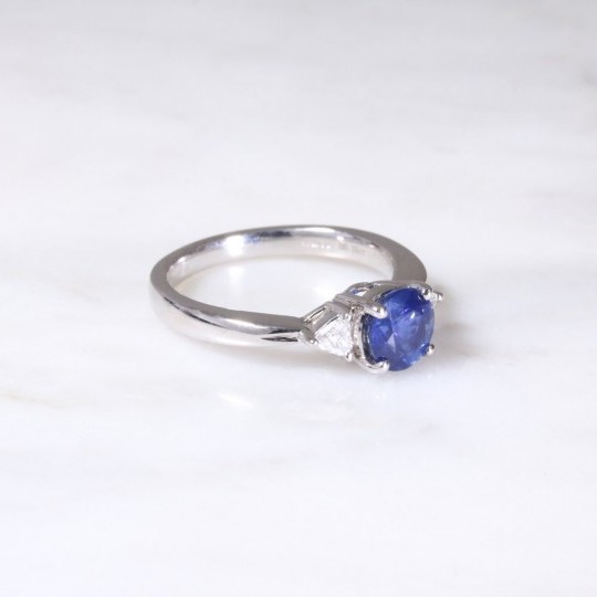 Sapphire & Diamond 3 Stone Ring